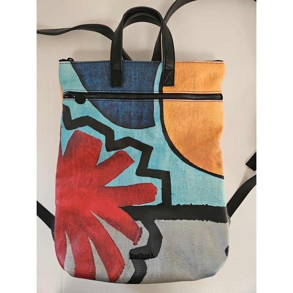 Desigual Backpack Multicolor Rare Pattern Abstract Art Women Bag
